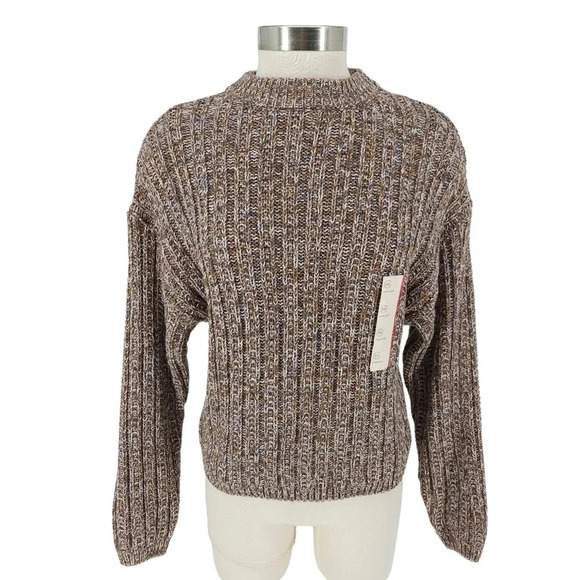 Universal Thread Sweater Tan Long Sleeve Mock Neck Knit Pullover - Picture 1 of 6